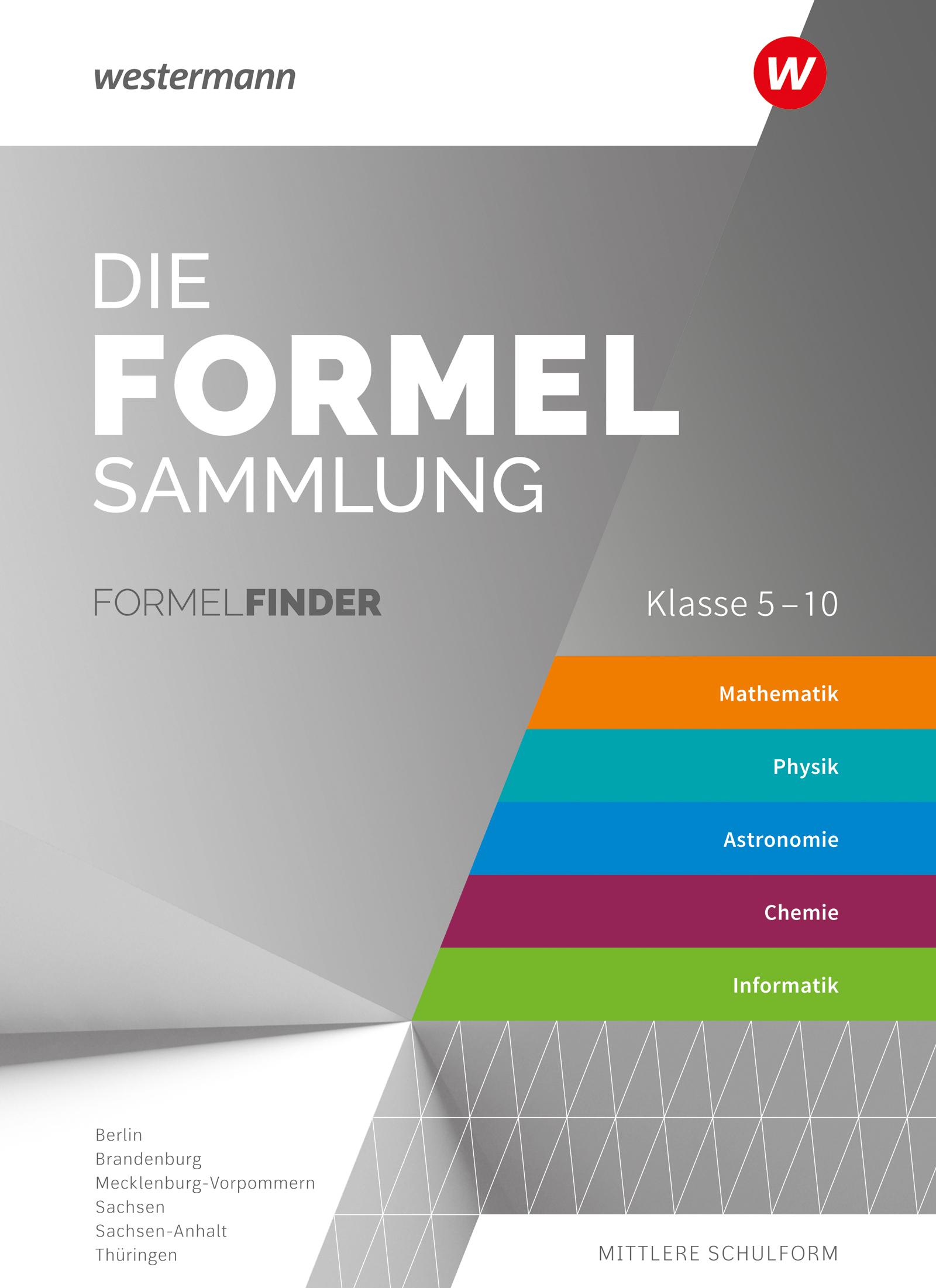 Vorderes Coverbild Die Formelsammlung.  Östliche Bundesländer. Für die Mittleren Schulformen
