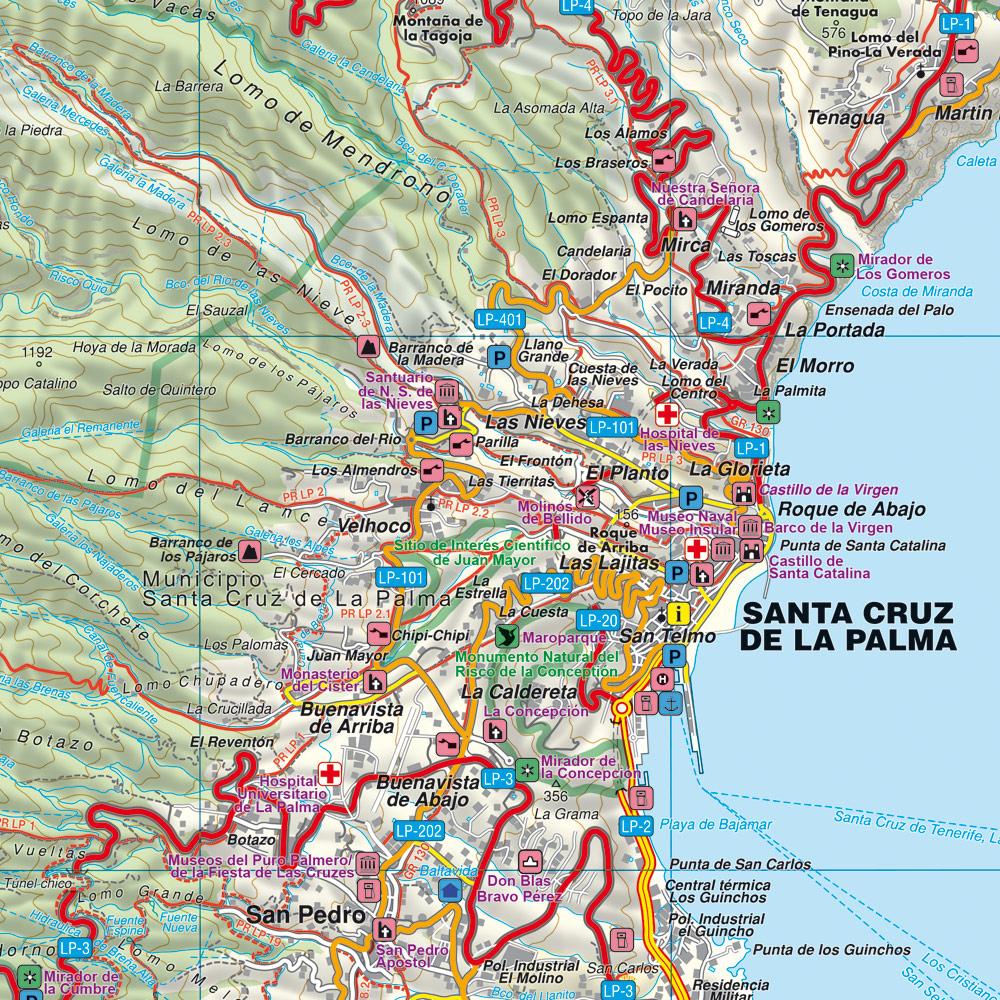 Beispielinhalt (Bild) La Palma, Straßen- und Freizeitkarte 1:40.000