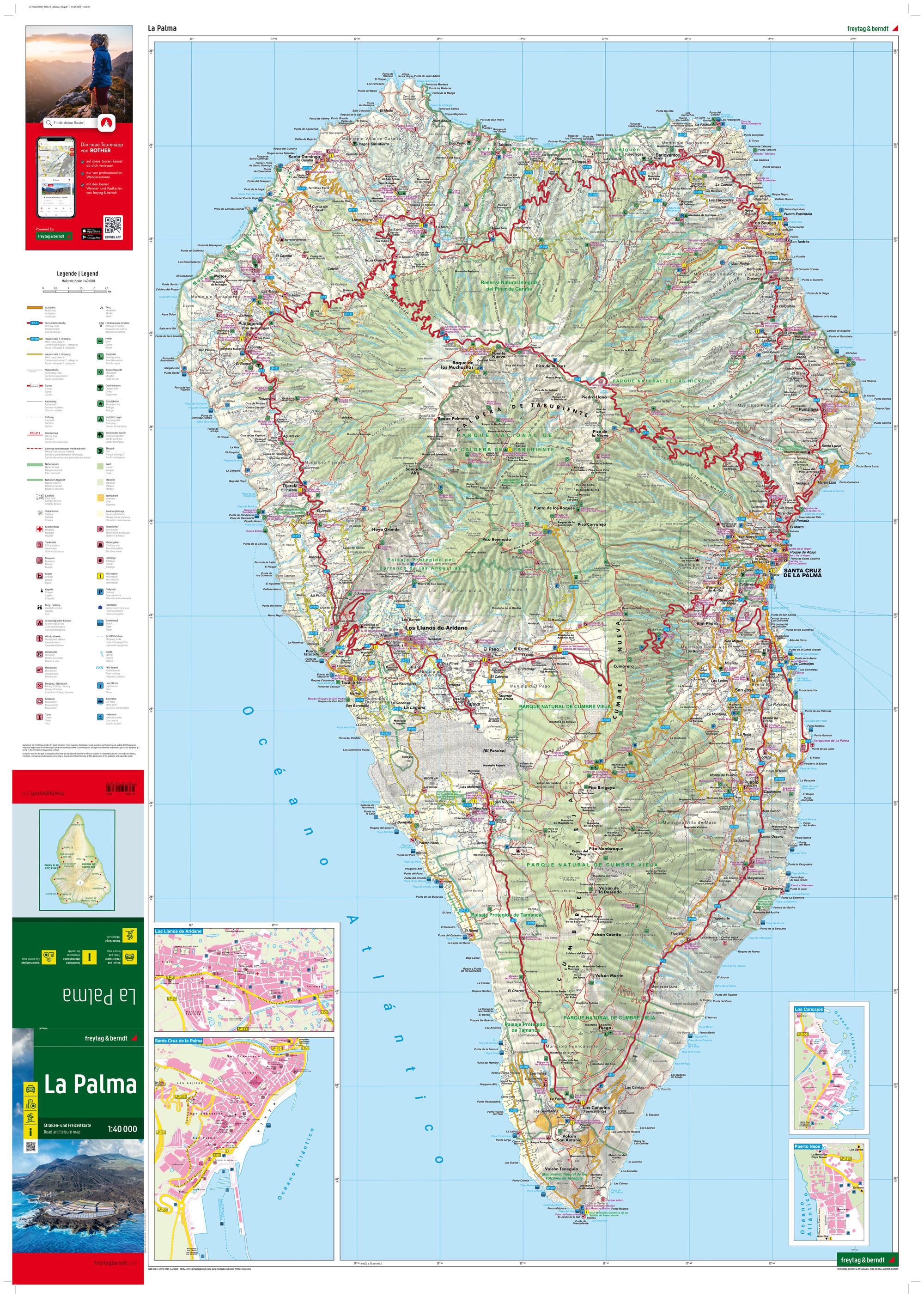 Beispielinhalt (Bild) La Palma, Straßen- und Freizeitkarte 1:40.000