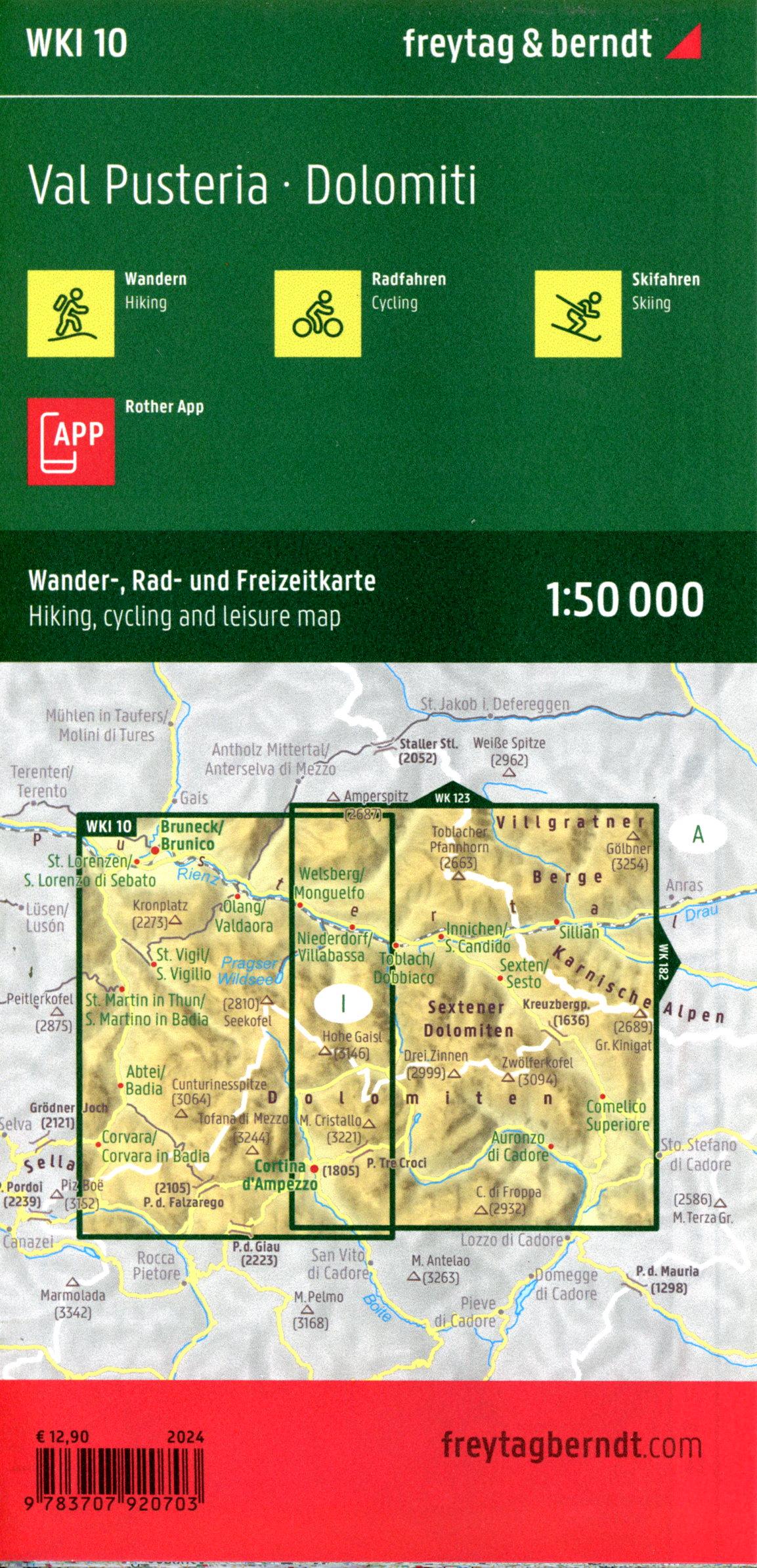 Beispielinhalt (Bild) Pustertal - Dolomiten, Wander-, Rad- und Freizeitkarte 1:50.000, freytag & berndt, WKI 10