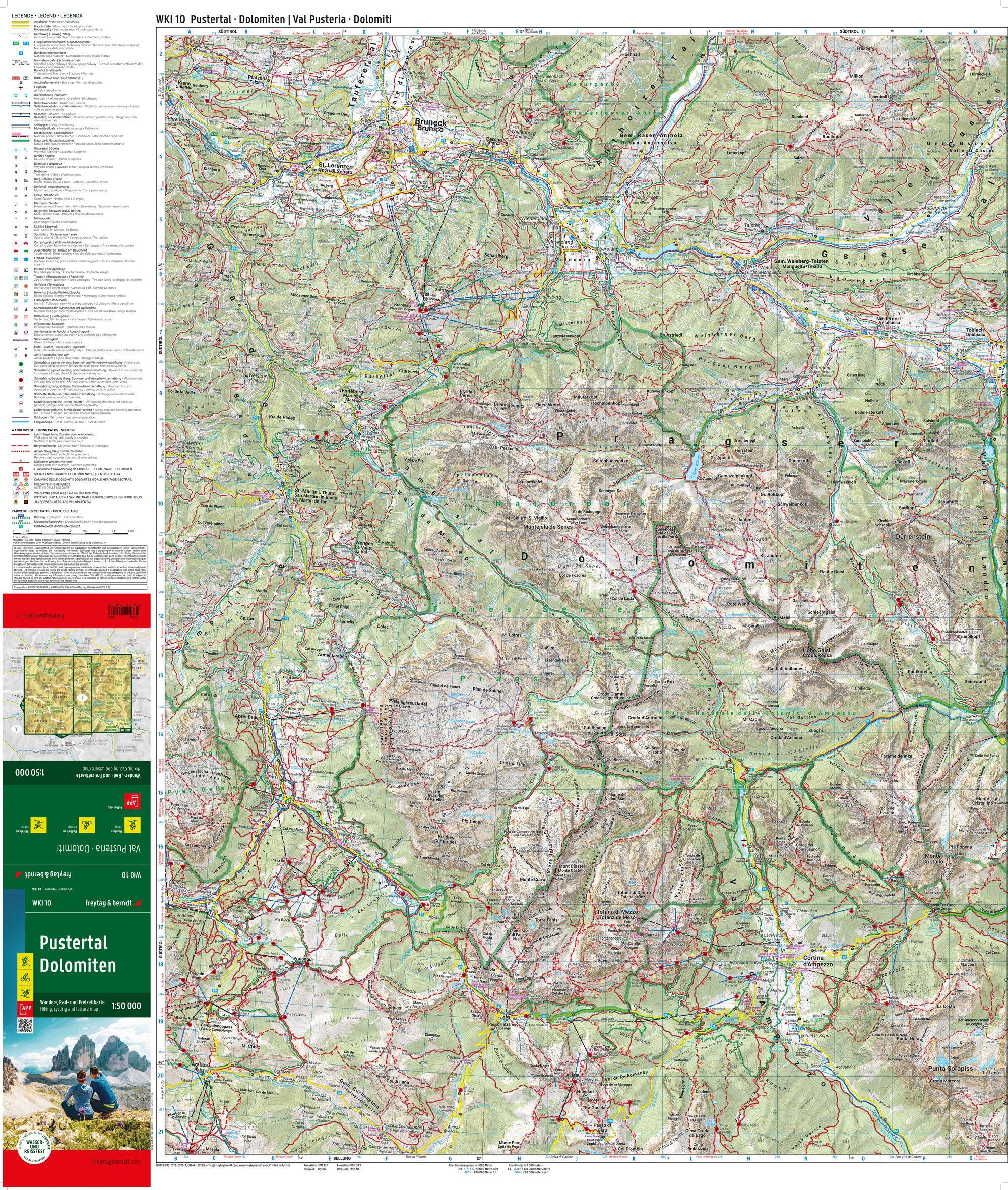 Beispielinhalt (Bild) Pustertal - Dolomiten, Wander-, Rad- und Freizeitkarte 1:50.000, freytag & berndt, WKI 10