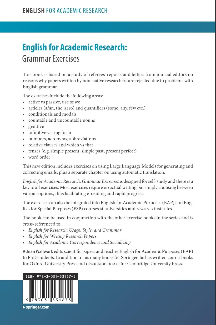 Rückseitencover English for Academic Research: Grammar Exercises