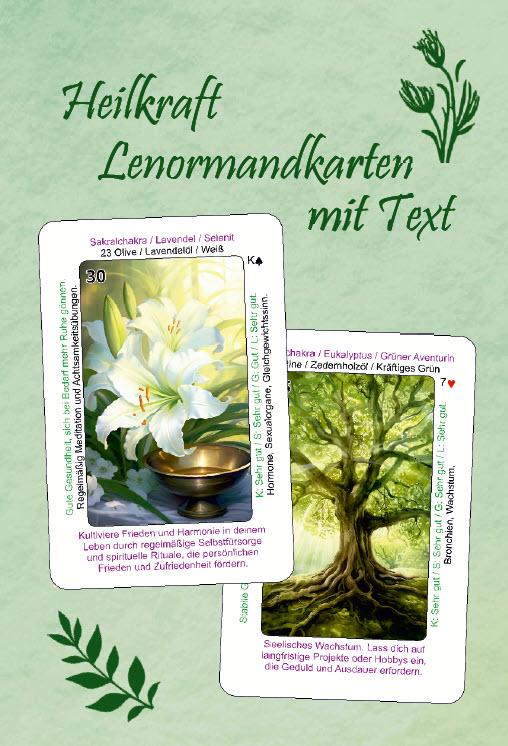 Vorderes Coverbild Heilkraft Lenormandkarten mit Text