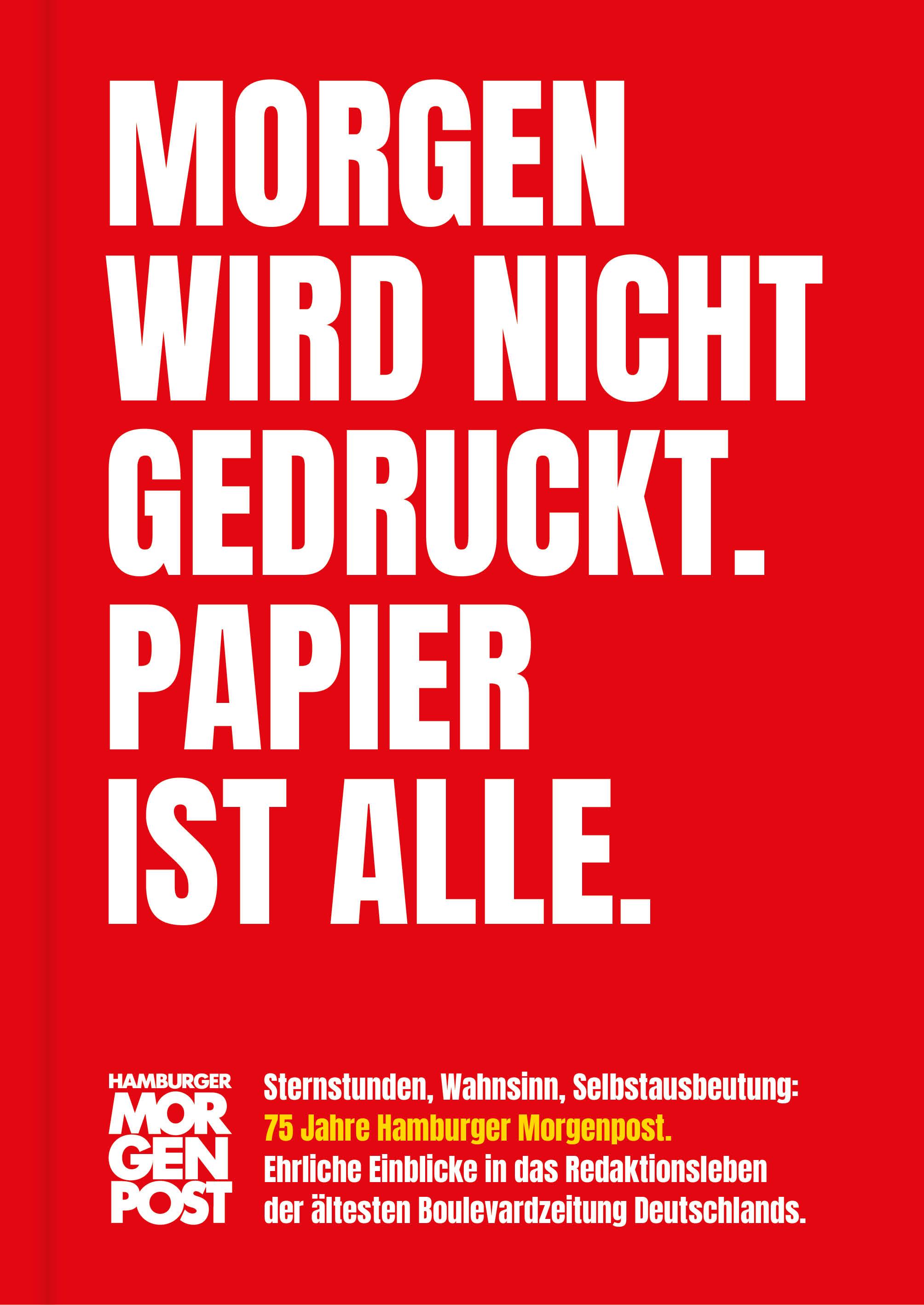 Vorderes Coverbild Morgen wird nicht gedruckt. Papier ist alle.