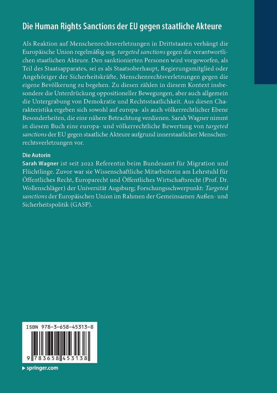 Rückseitencover Die Human Rights Sanctions der EU gegen staatliche Akteure