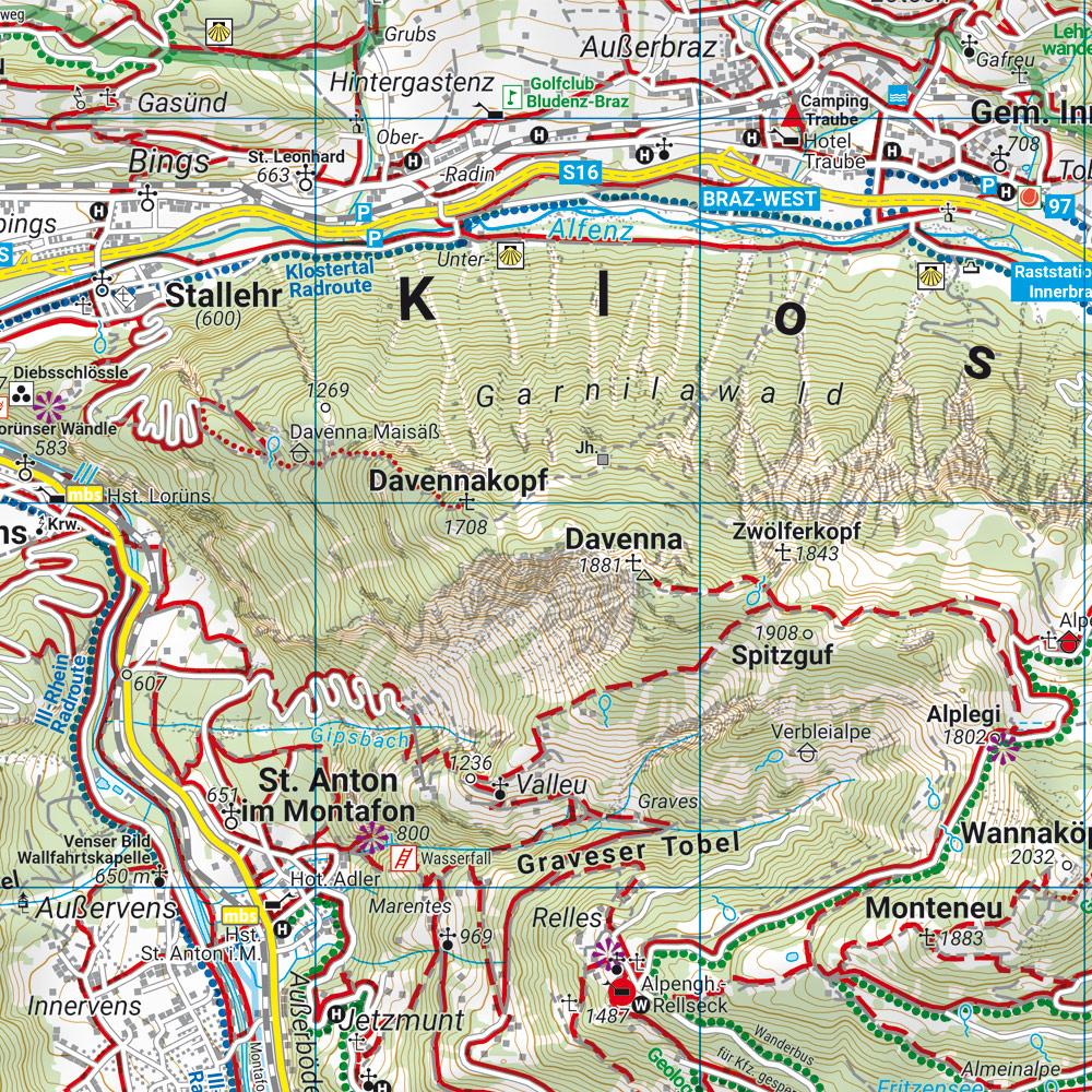 Beispielinhalt (Bild) Montafon, Wander-, Rad- und Freizeitkarte 1:50.000, freytag & berndt, WK 374