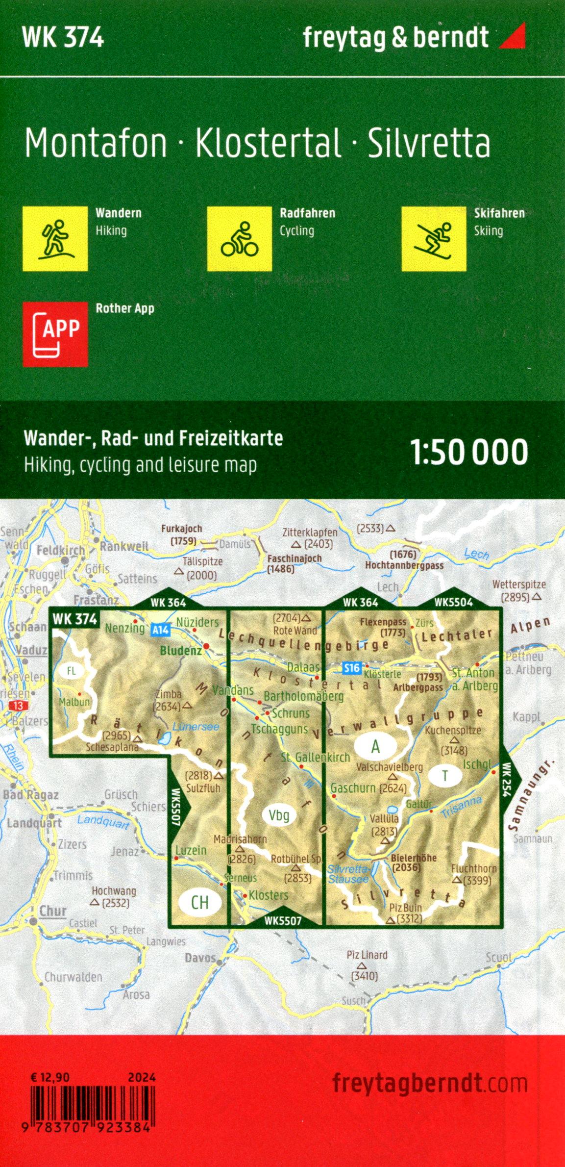 Beispielinhalt (Bild) Montafon, Wander-, Rad- und Freizeitkarte 1:50.000, freytag & berndt, WK 374