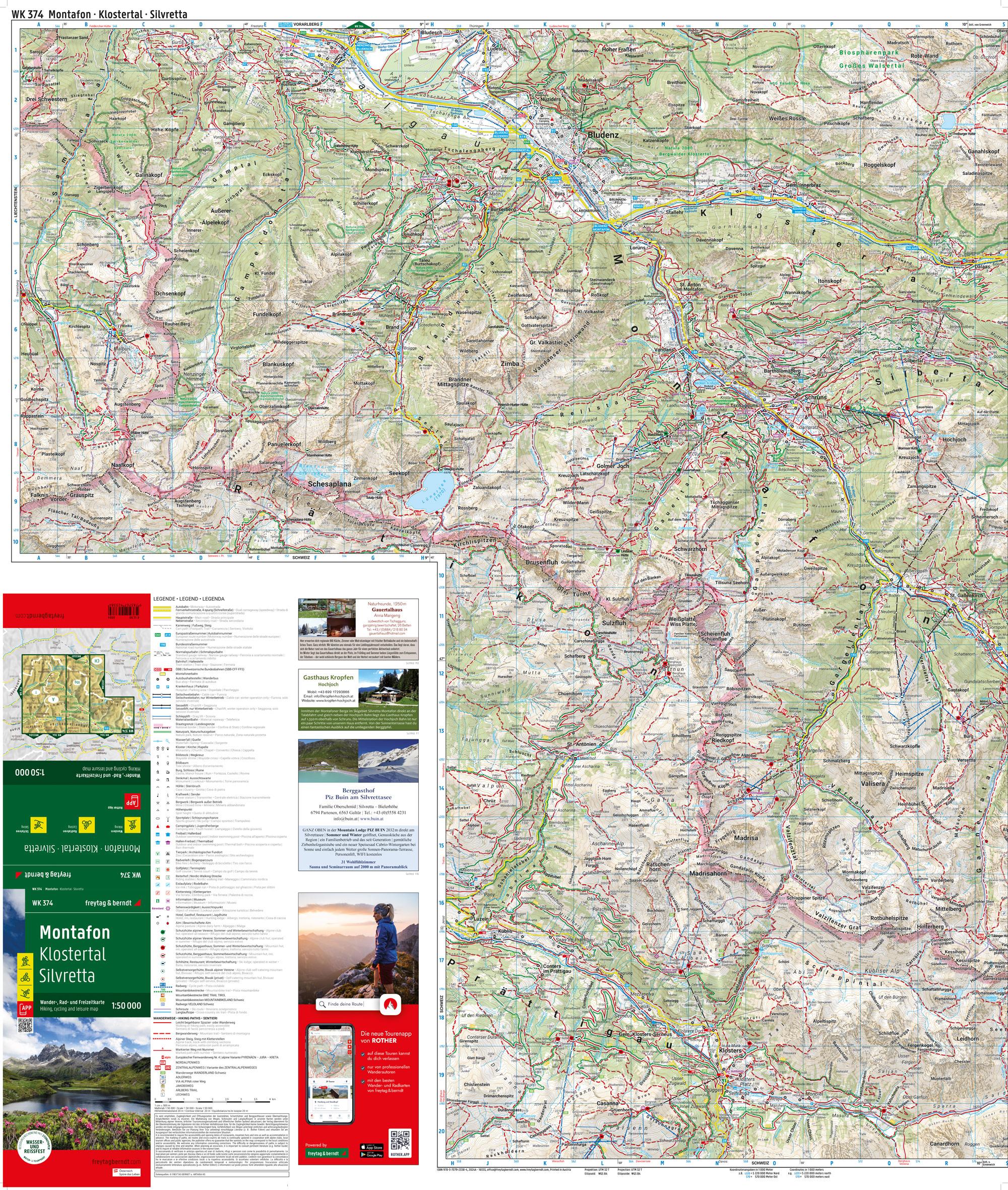 Beispielinhalt (Bild) Montafon, Wander-, Rad- und Freizeitkarte 1:50.000, freytag & berndt, WK 374