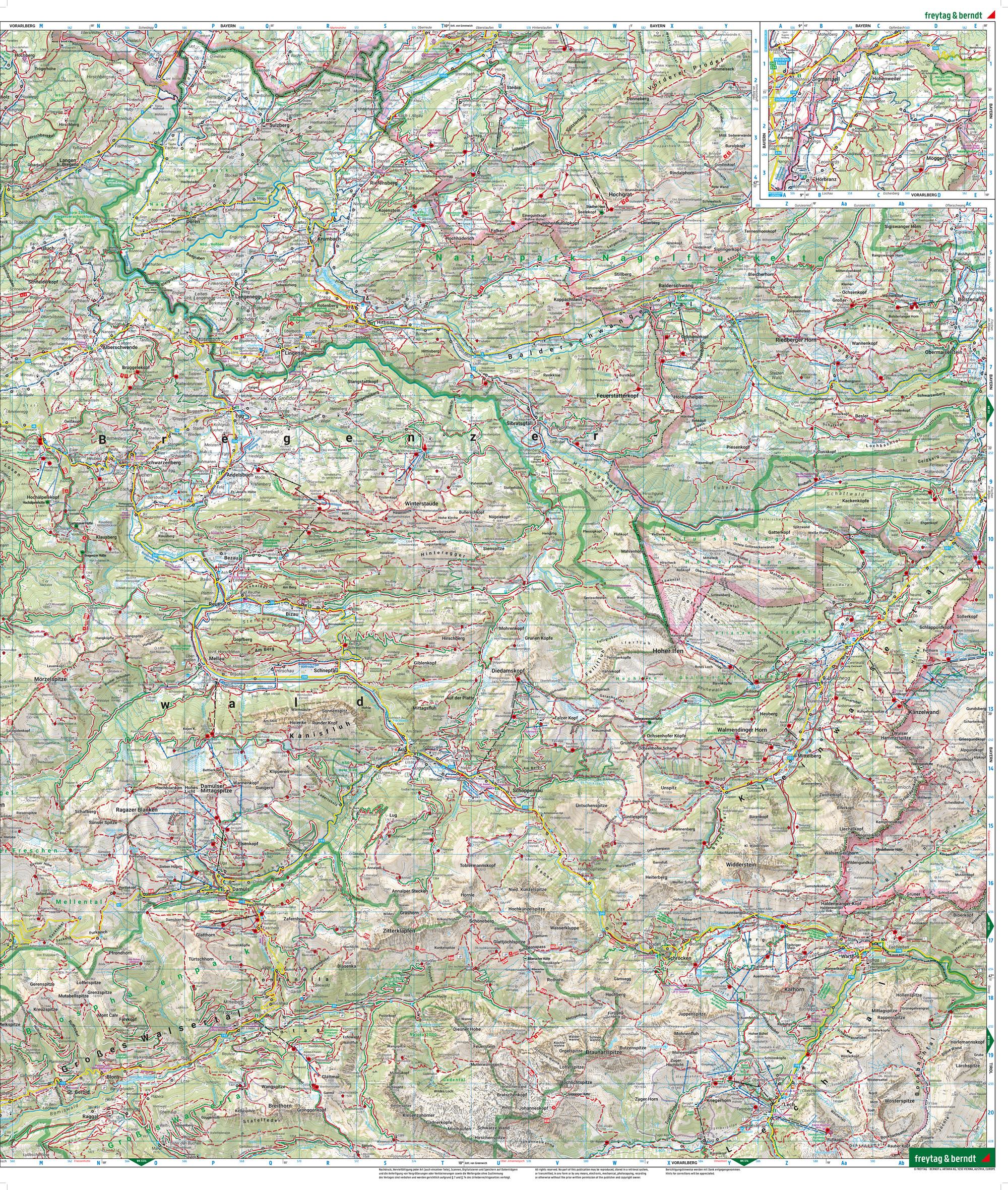 Beispielinhalt (Bild) Bregenzerwald, Wander-, Rad- und Freizeitkarte 1:50.000