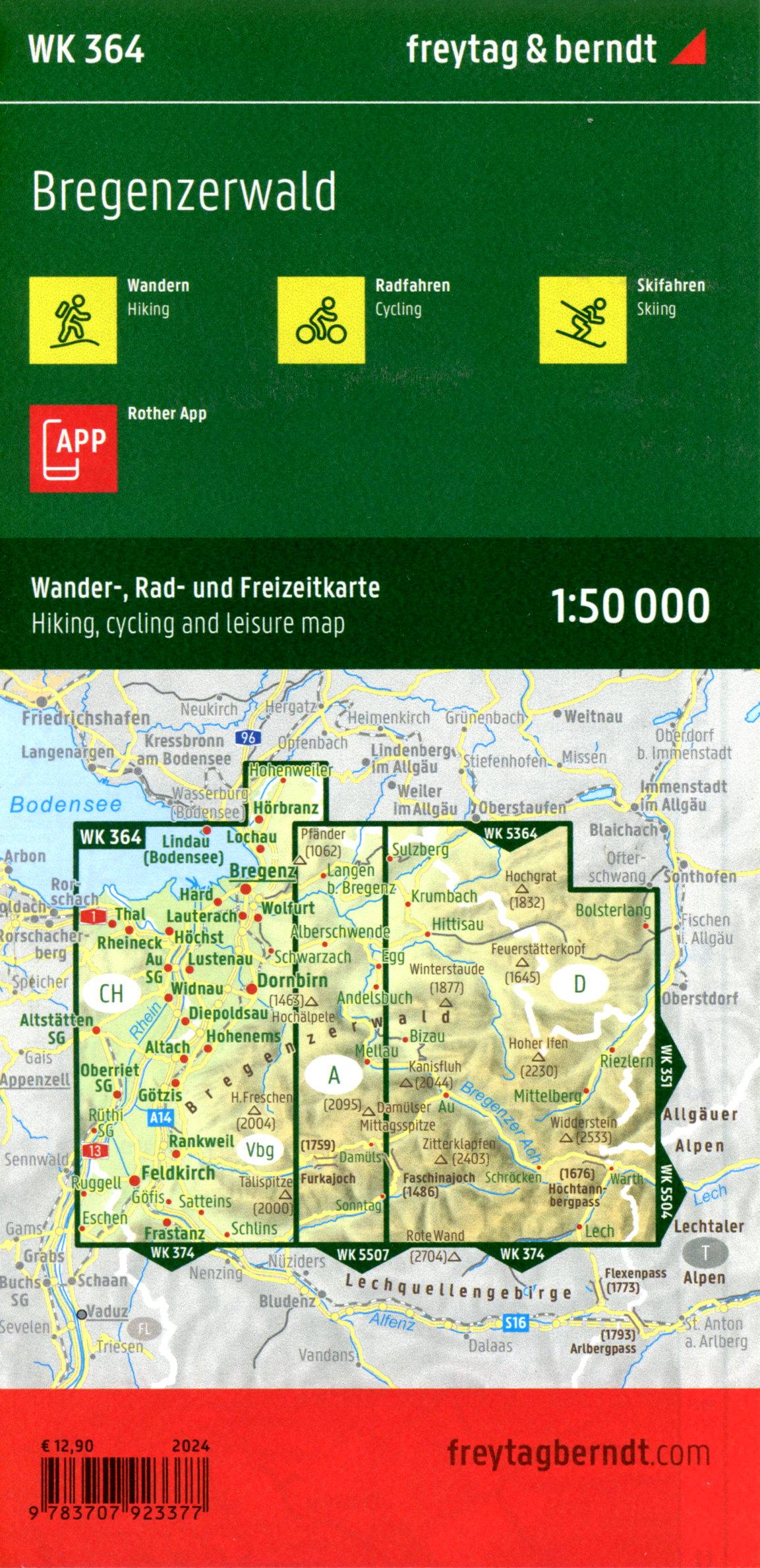 Beispielinhalt (Bild) Bregenzerwald, Wander-, Rad- und Freizeitkarte 1:50.000