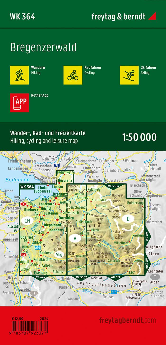 Rückseitencover Bregenzerwald, Wander-, Rad- und Freizeitkarte 1:50.000