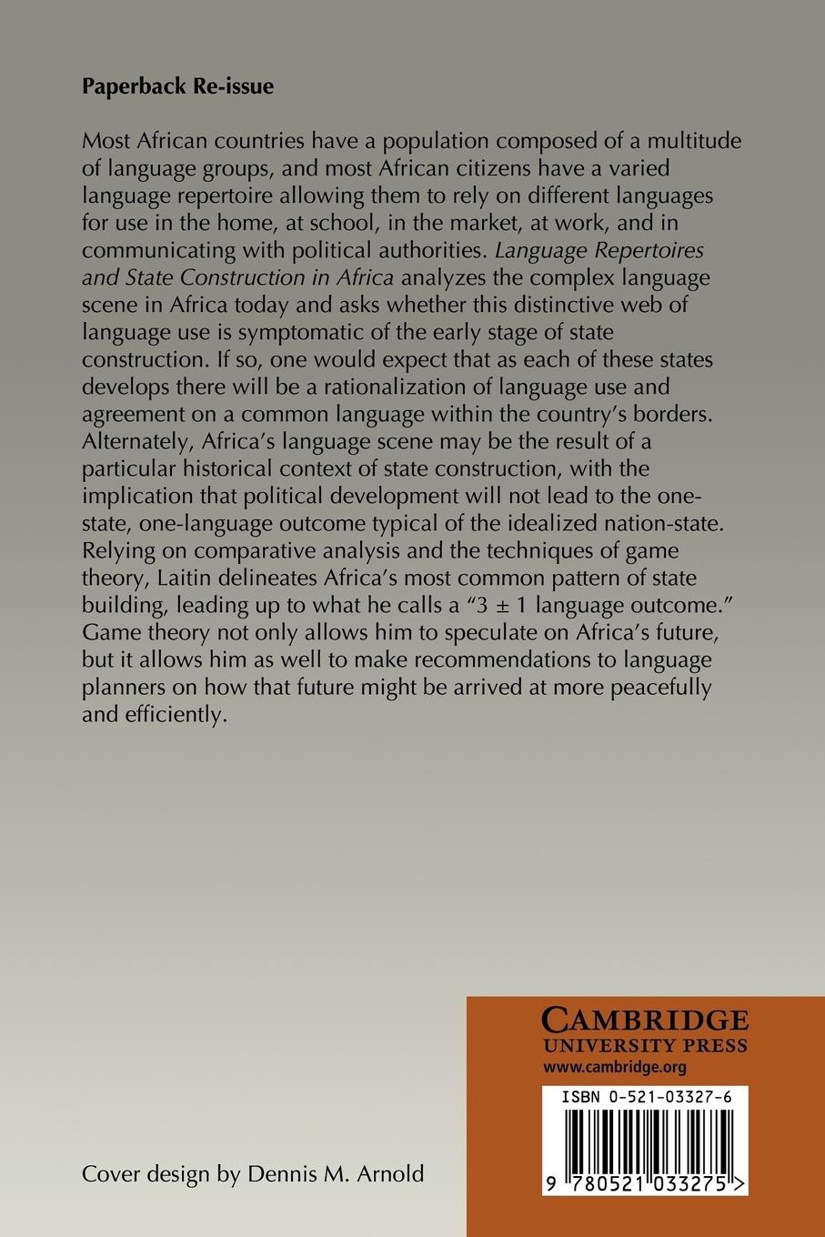 Rückseitencover Language Repertoires and State Construction in Africa