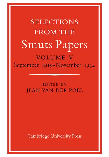 Vorderes Coverbild Selections from the Smuts Papers