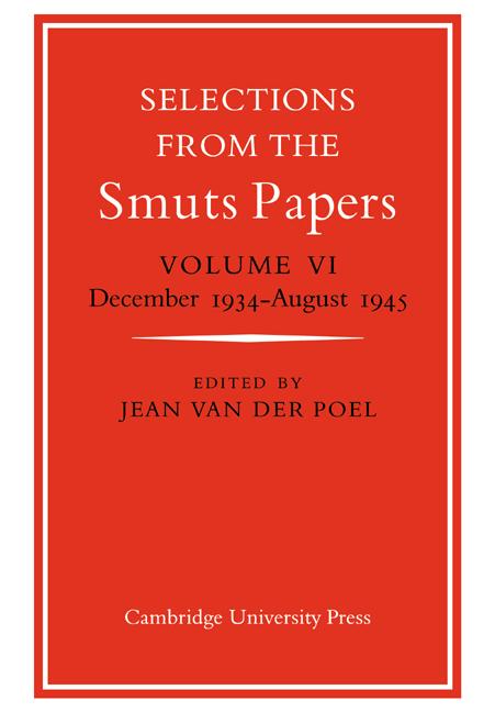 Vorderes Coverbild Selections from the Smuts Papers