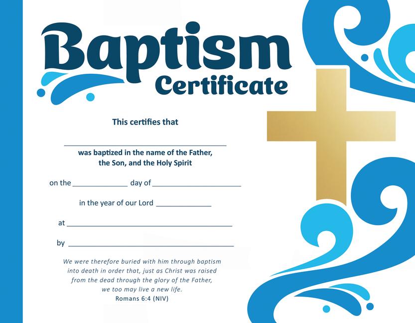 Vorderes Coverbild Baptism Certificate - Premium Stock Gold Foil Embossed (Pk of 6) - Romans 6:4 (Niv)