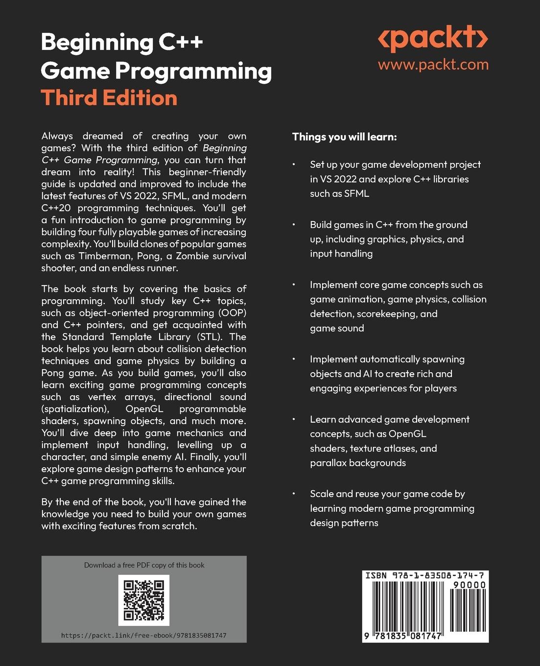 Rückseitencover Beginning C++ Game Programming - Third Edition