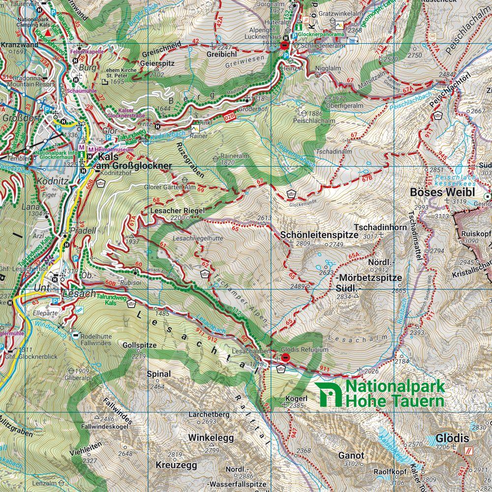 Beispielinhalt (Bild) freytag & berndt Wanderkarte WK 181 Kals - Matrei, Heiligenblut - Lienz 1:50.000