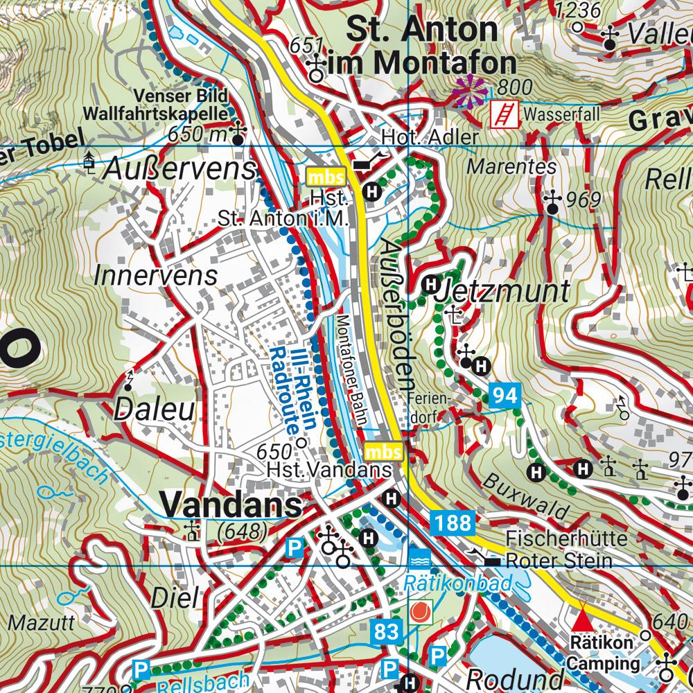 Beispielinhalt (Bild) Montafon, Wander-, Rad- und Freizeitkarte 1:35.000, freytag & berndt, WK 5507