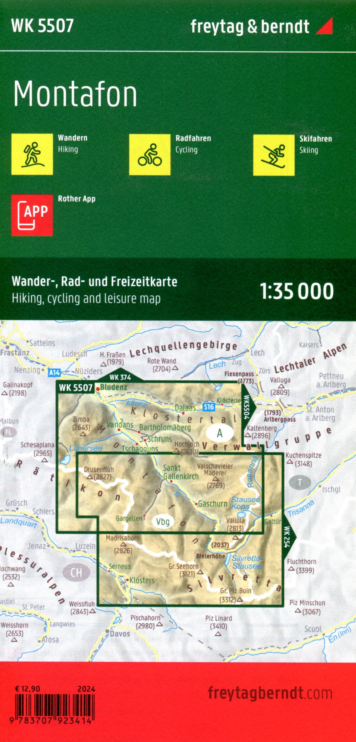 Beispielinhalt (Bild) Montafon, Wander-, Rad- und Freizeitkarte 1:35.000, freytag & berndt, WK 5507