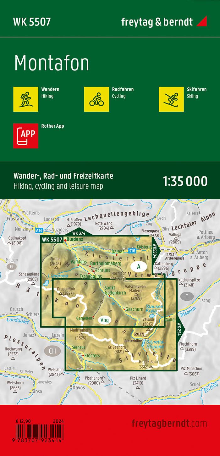 Rückseitencover Montafon, Wander-, Rad- und Freizeitkarte 1:35.000, freytag & berndt, WK 5507