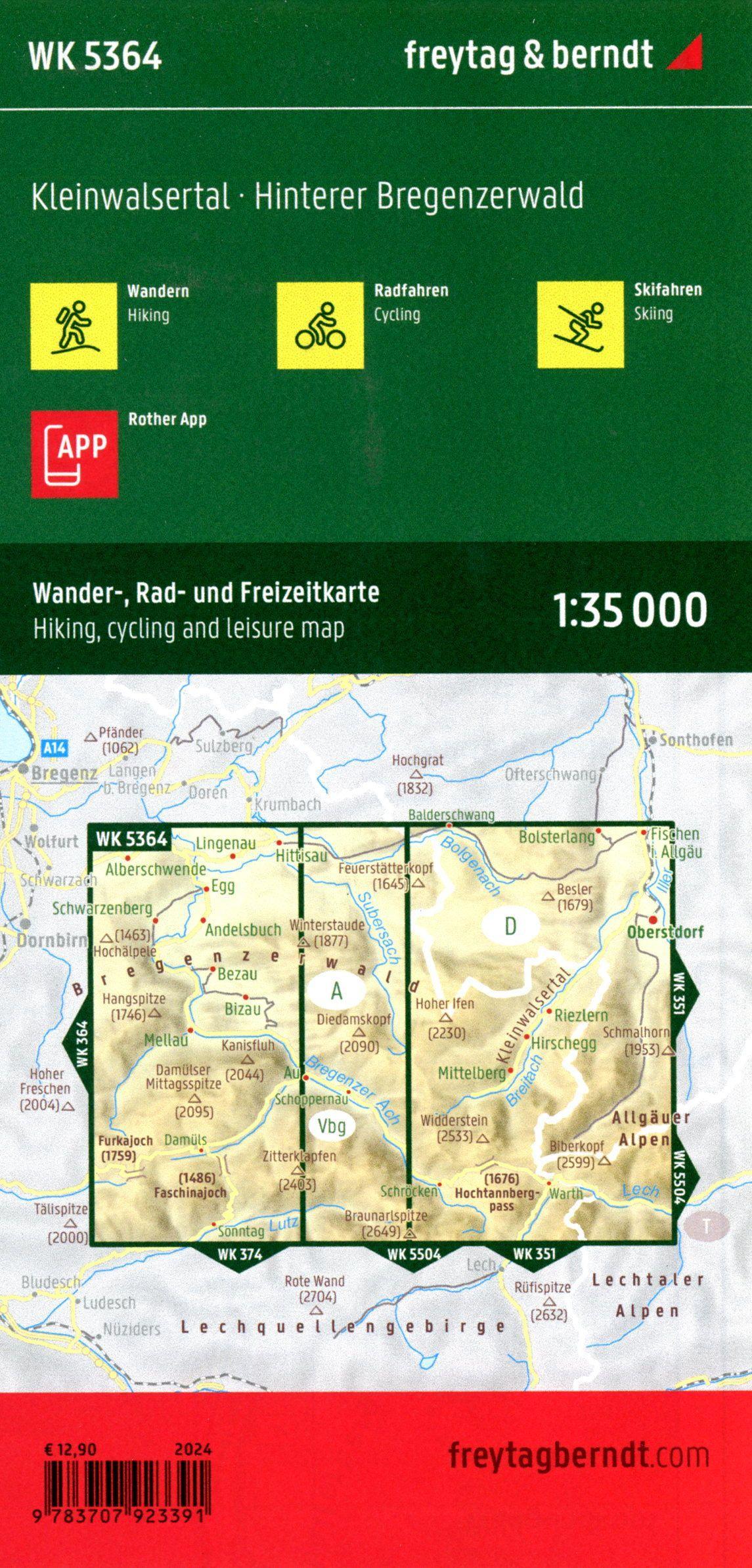 Beispielinhalt (Bild) freytag & berndt Wanderkarte WK 5364 Kleinwalsertal, Hinterer Bregenzerwald 1:35.000