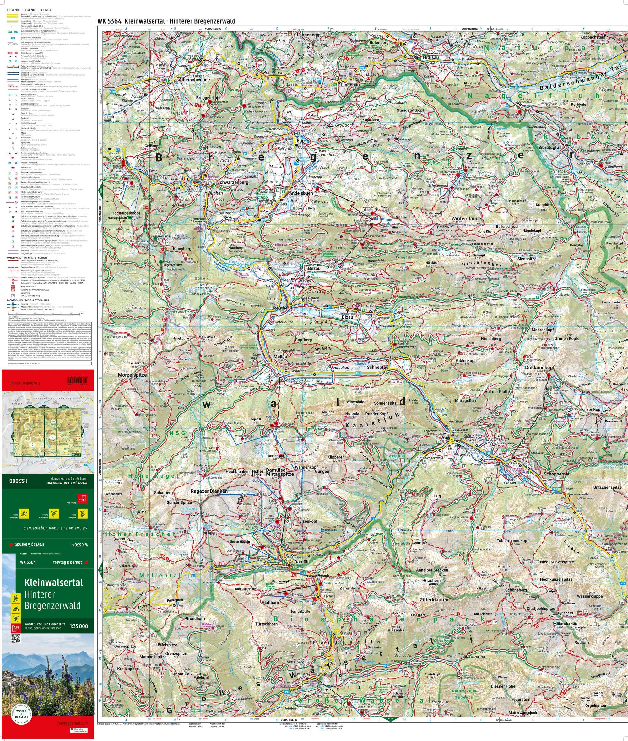 Beispielinhalt (Bild) Kleinwalsertal, Wander-, Rad- und Freizeitkarte 1:35.000, freytag & berndt, WK 5364