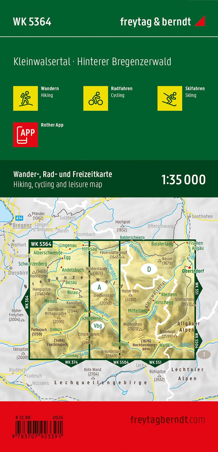 Rückseitencover Kleinwalsertal, Wander-, Rad- und Freizeitkarte 1:35.000, freytag & berndt, WK 5364