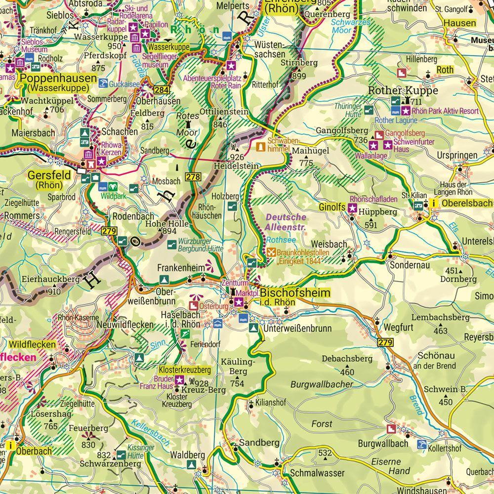 Beispielinhalt (Bild) freytag & berndt Freizeitkarte Rhön 1:120.000