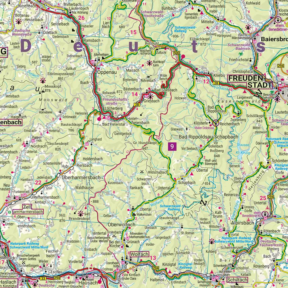 Beispielinhalt (Bild) freytag & berndt Straßenkarte Schwarzwald 1:150.000