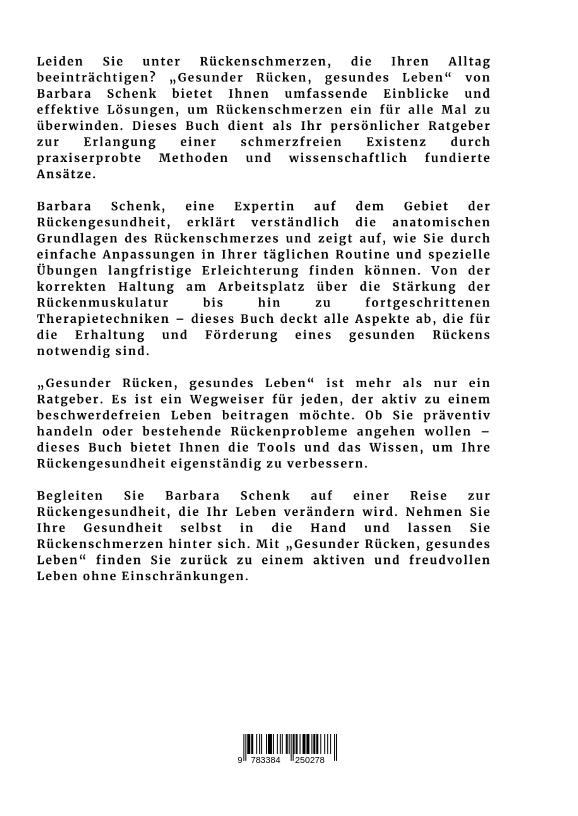 Rückseitencover Gesunder Rücken,  gesundes Leben