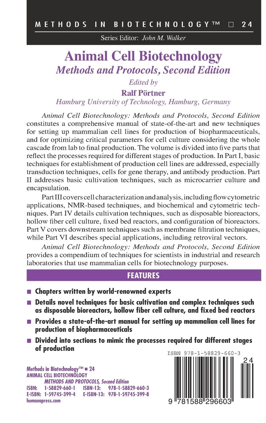 Rückseitencover Animal Cell Biotechnology