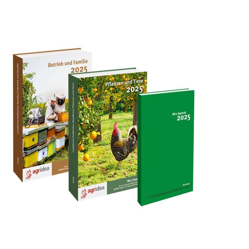 Vorderes Coverbild Wirz 2025 / Wirz Set, bestehend aus beiden Handbüchern und Agenda