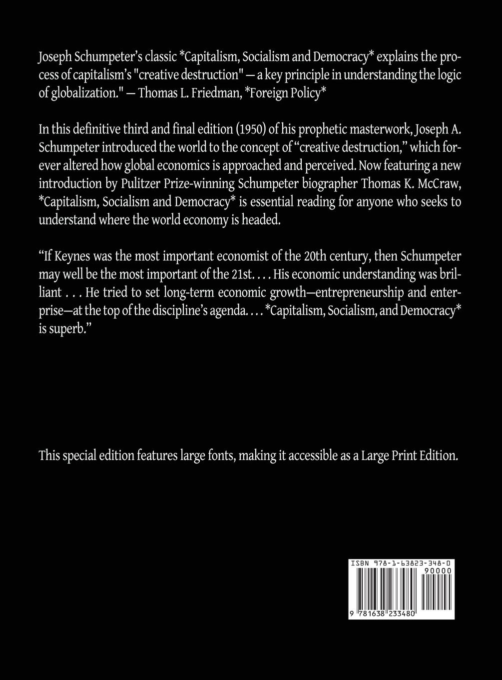Rückseitencover Capitalism, Socialism, and Democracy