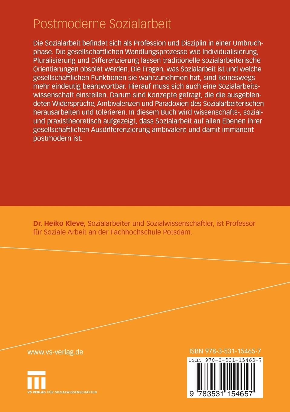 Rückseitencover Postmoderne Sozialarbeit