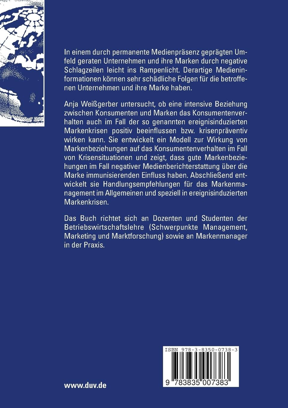 Rückseitencover Konsumentenverhalten in ereignisinduzierten Markenkrisen