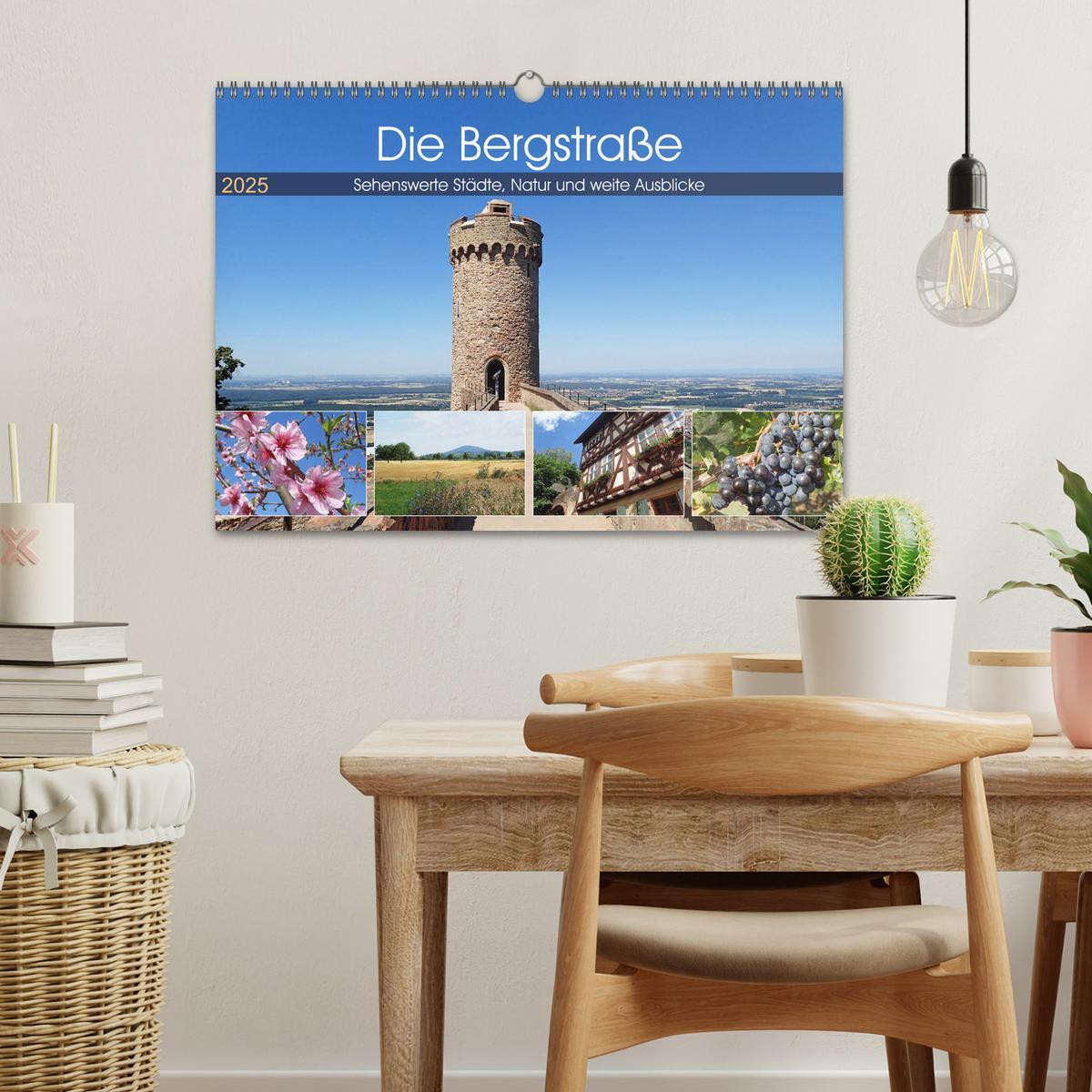 Beispielinhalt (Bild) Die Bergstraße - Sehenswerte Städte, Natur und weite Ausblicke (Wandkalender 2025 DIN A3 quer), CALVENDO Monatskalender
