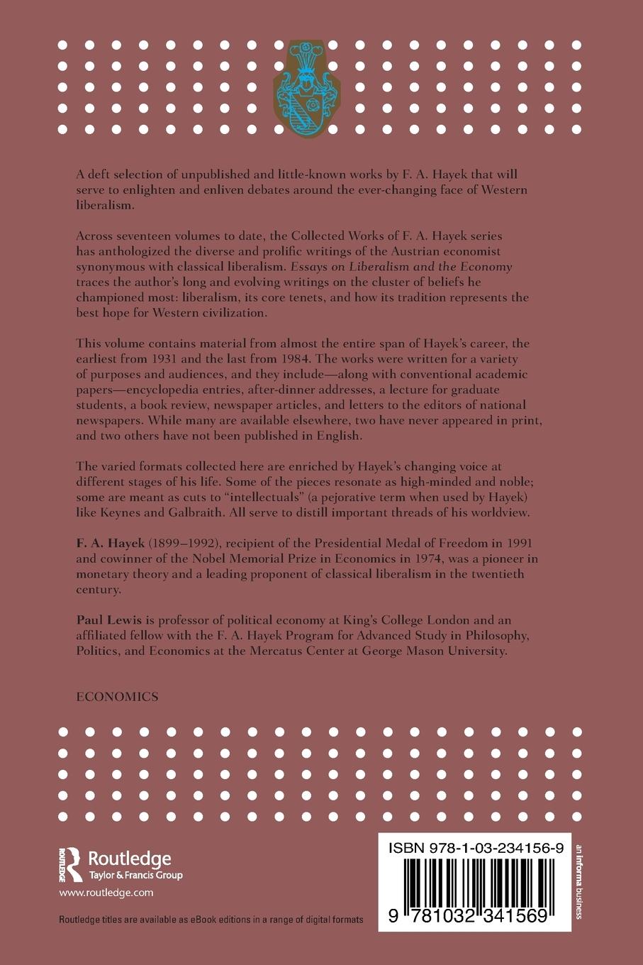 Rückseitencover Essays on Liberalism and the Economy