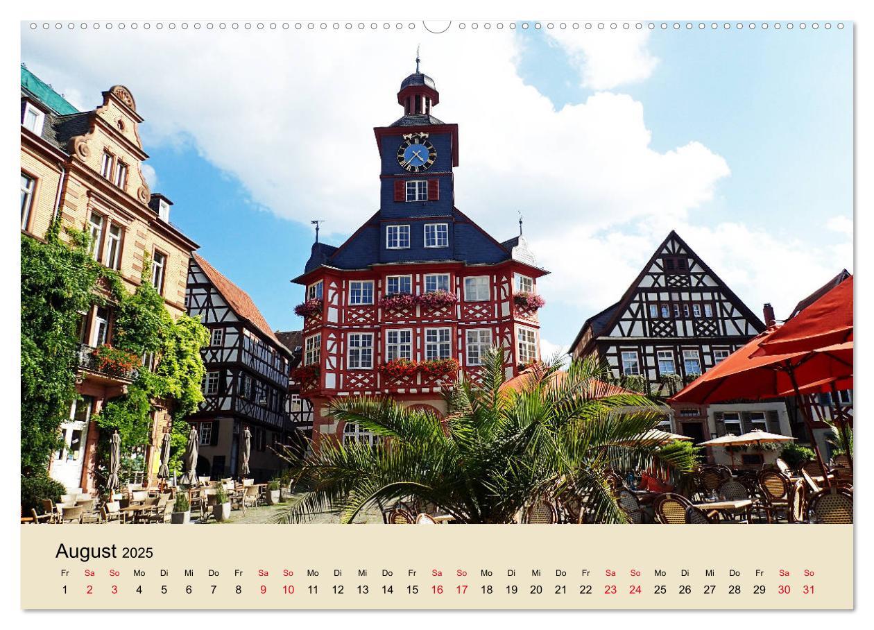 Beispielinhalt (Bild) Entlang der Bergstraße Burgen, Wein und Fachwerk (hochwertiger Premium Wandkalender 2025 DIN A2 quer), Kunstdruck in Hochglanz