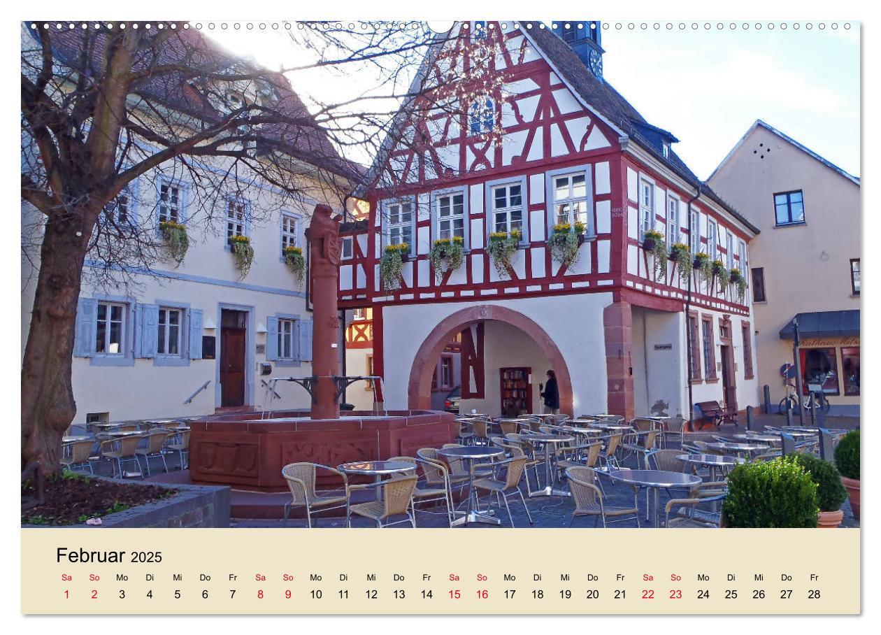Beispielinhalt (Bild) Entlang der Bergstraße Burgen, Wein und Fachwerk (hochwertiger Premium Wandkalender 2025 DIN A2 quer), Kunstdruck in Hochglanz