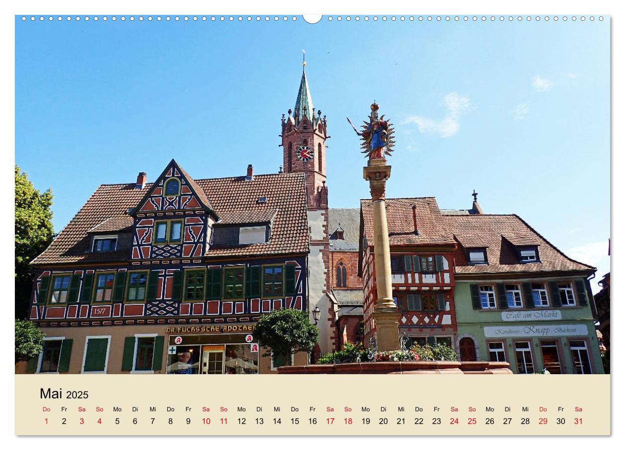 Beispielinhalt (Bild) Entlang der Bergstraße Burgen, Wein und Fachwerk (hochwertiger Premium Wandkalender 2025 DIN A2 quer), Kunstdruck in Hochglanz