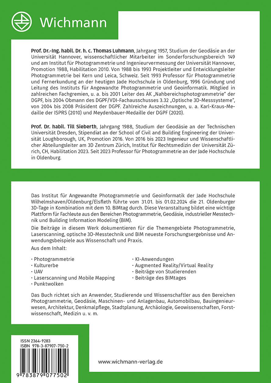 Rückseitencover Photogrammetrie - Laserscanning - Optische 3D-Messtechnik