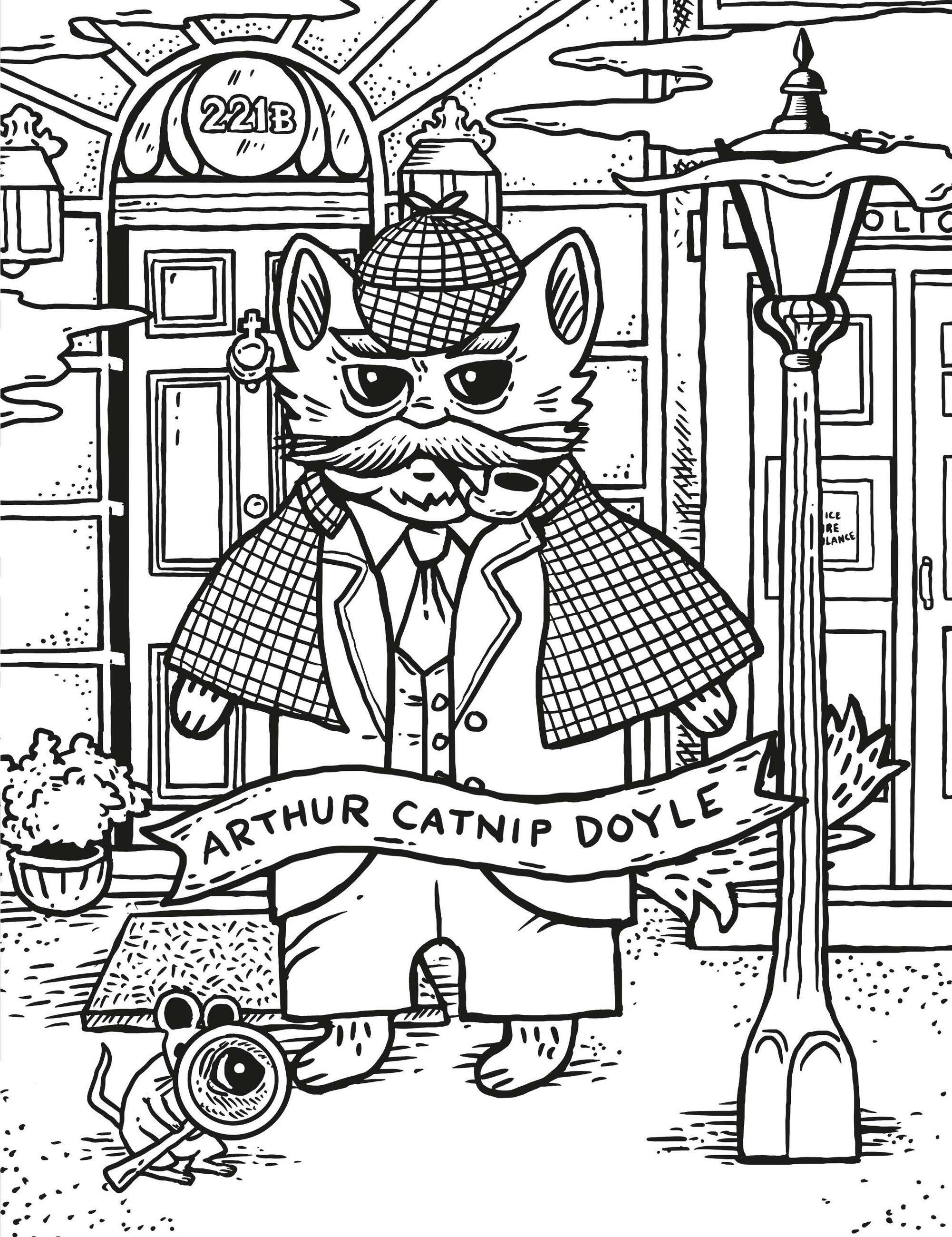 Beispielinhalt (Bild) Literary Cats Coloring Book