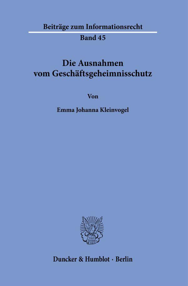 Vorderes Coverbild Die Ausnahmen vom Geschäftsgeheimnisschutz