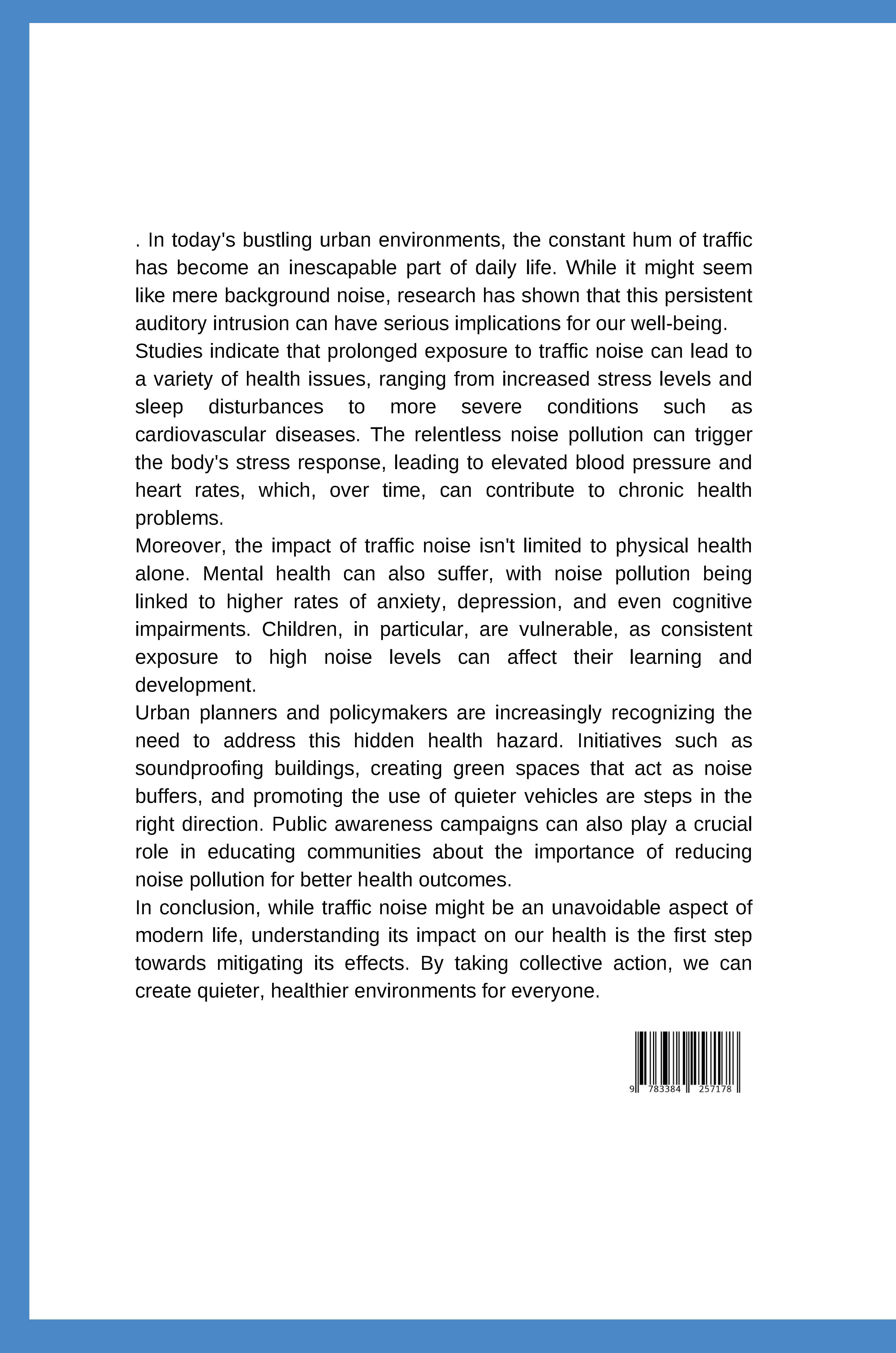 Rückseitencover Silent Threat: How Traffic Noise is Harming Our Health