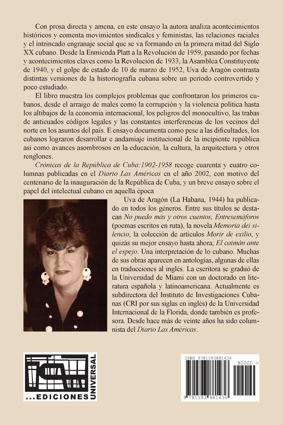 Rückseitencover Crónicas de la República de Cuba 1902-1958