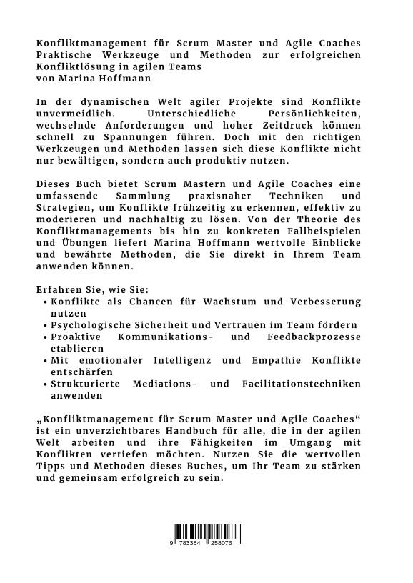 Rückseitencover Konfliktmanagement für Scrum Master und Agile Coaches