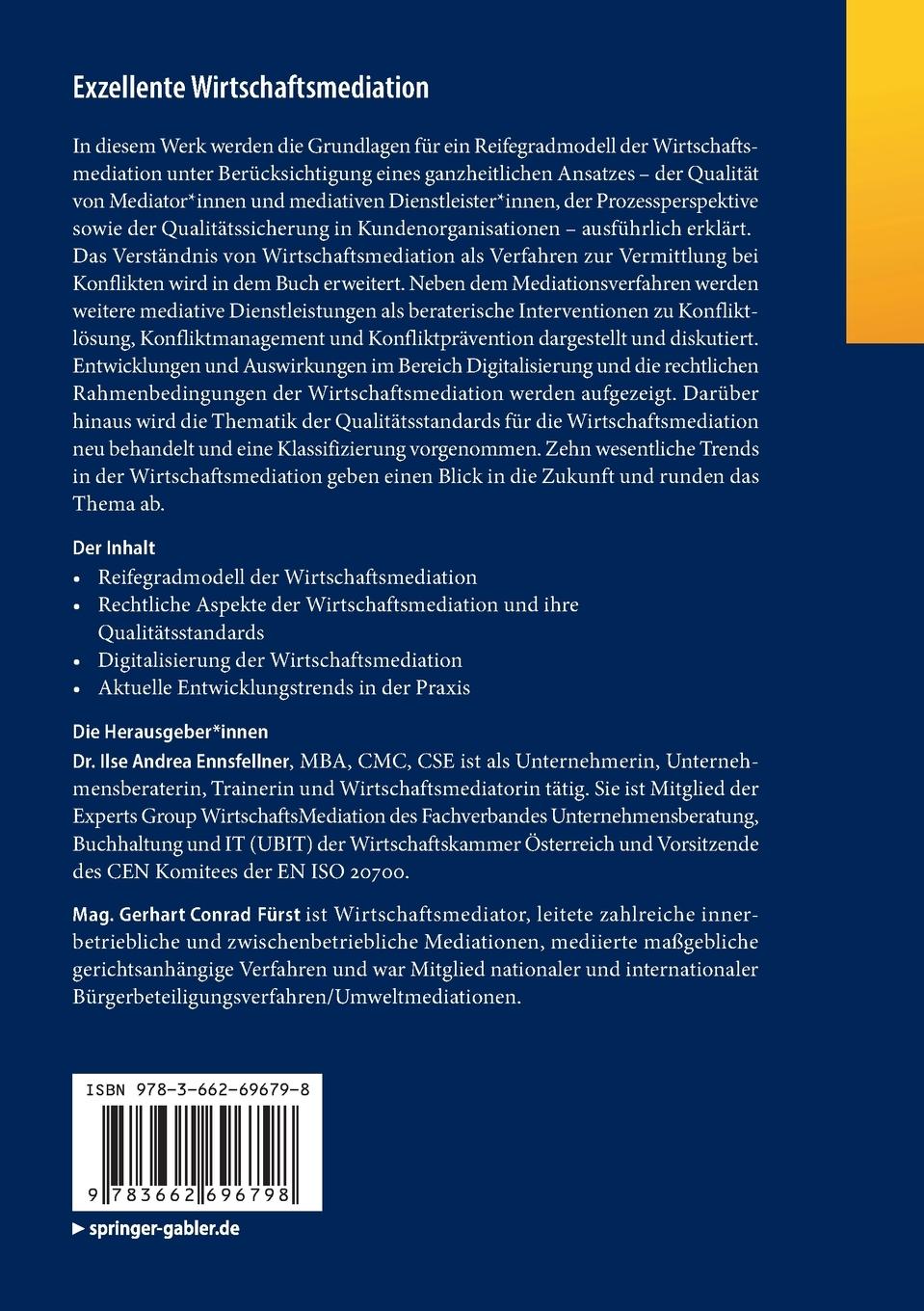 Rückseitencover Exzellente Wirtschaftsmediation