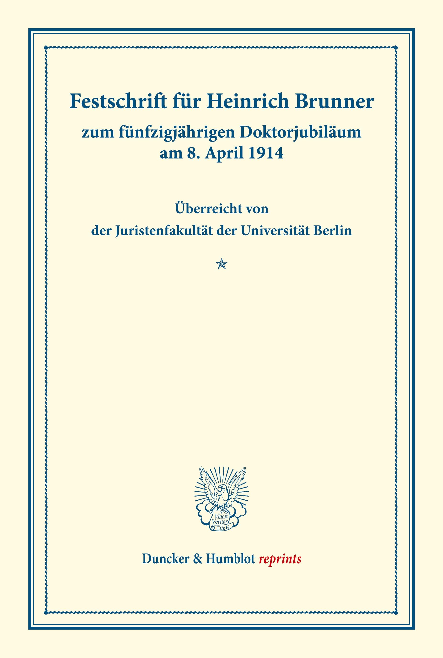 Vorderes Coverbild Festschrift für Heinrich Brunner