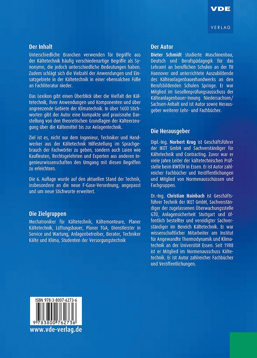 Rückseitencover Lexikon Kältetechnik
