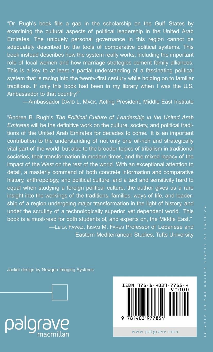 Rückseitencover The Political Culture of Leadership in the United Arab Emirates